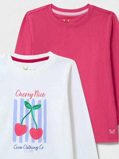 Dsiney Kidz - Crew Clothing Company Cream Long-Sleeve Classic Crew T-Shirts 2 Pack image 3
