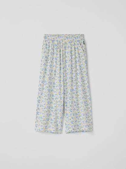 Polarn O. Pyret Blue Floral Wide Leg Trousers image 1