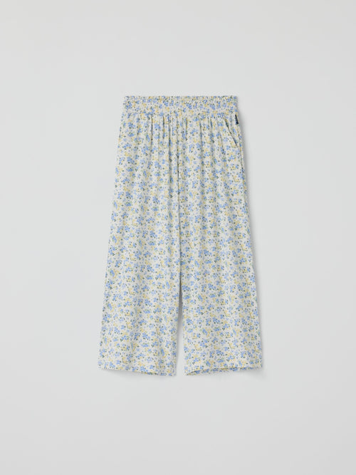Polarn O. Pyret Blue Floral Wide Leg Trousers image 1