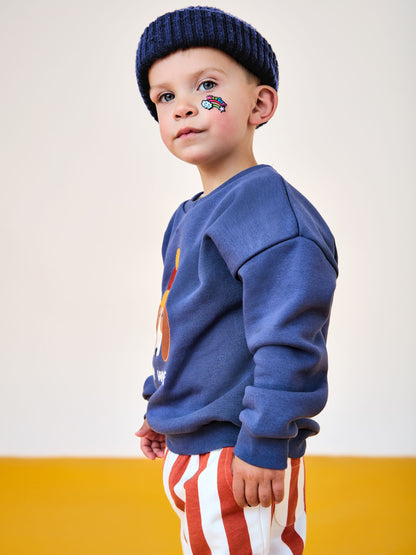 JoJo Maman Bébé Rust Orange Dog Appliqué Sweatshirt & Stripe Jogger Set image 2