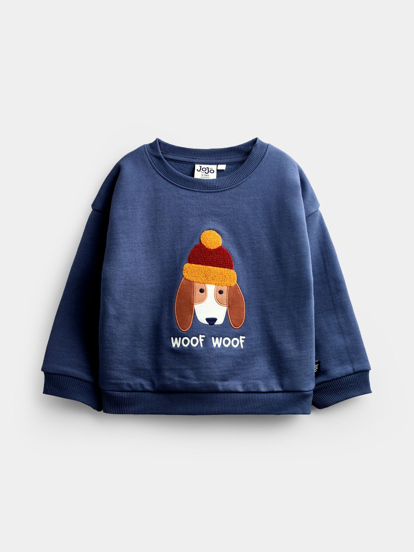 JoJo Maman Bébé Rust Orange Dog Appliqué Sweatshirt & Stripe Jogger Set image 4