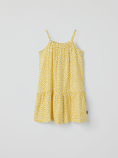 Polarn O. Pyret Yellow Striped Drop Waist Strap Dress image 2
