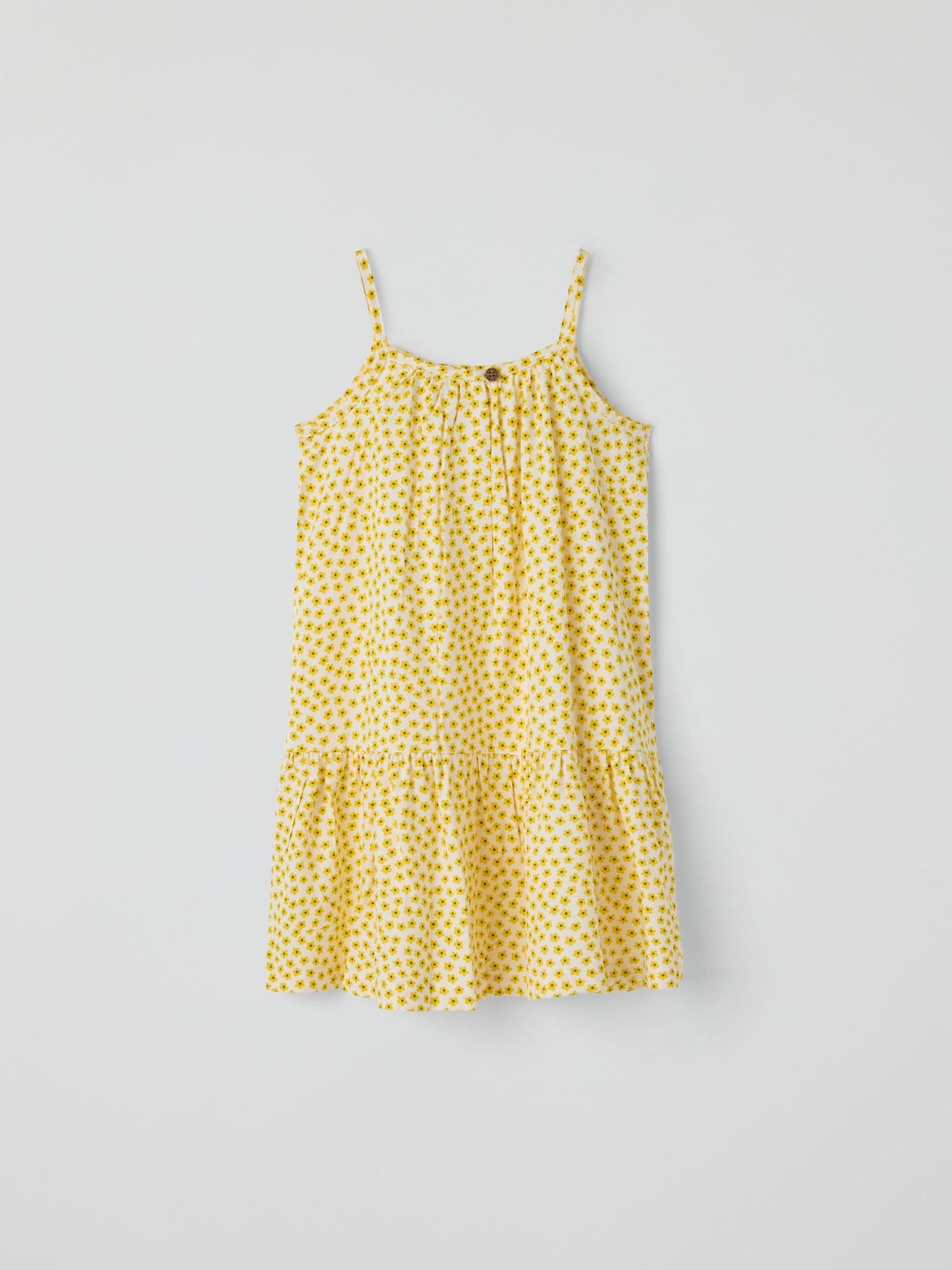 Polarn O. Pyret Yellow Striped Drop Waist Strap Dress image 3