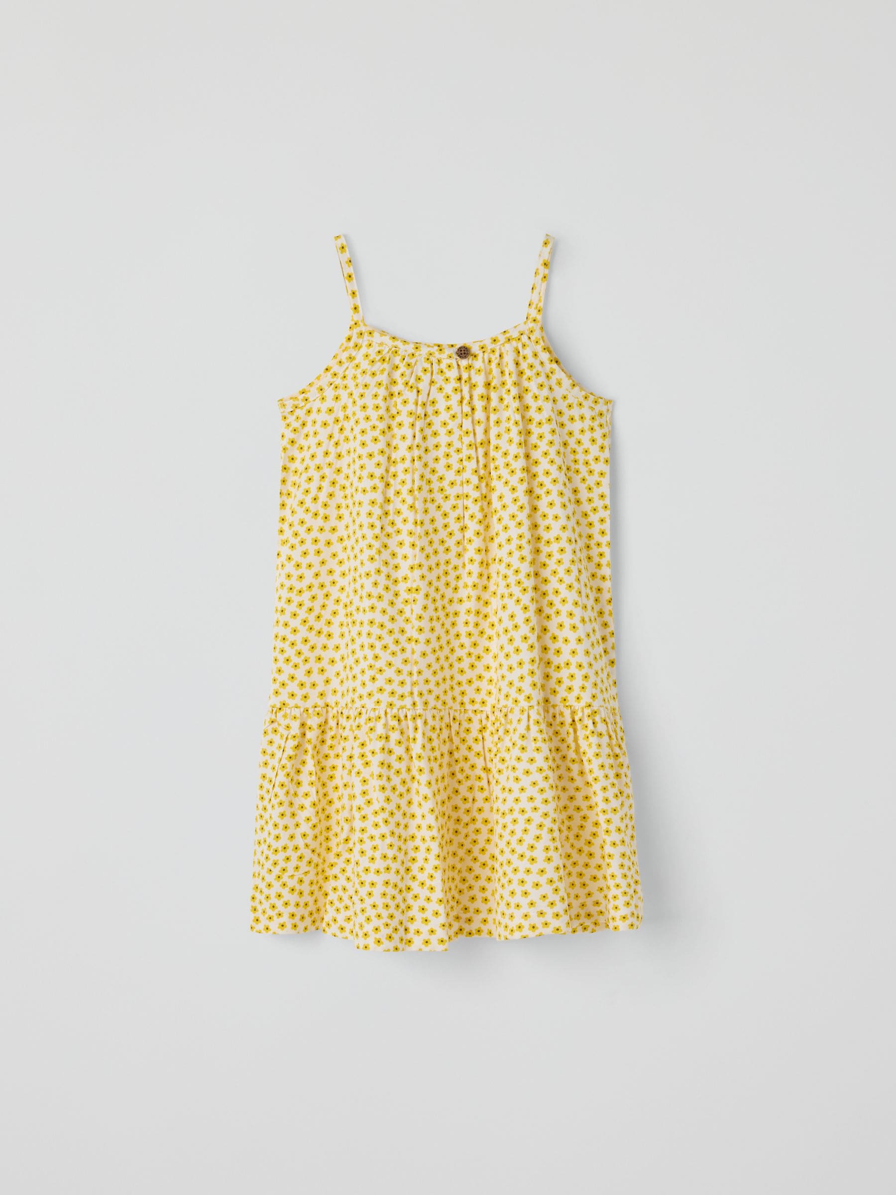 Polarn O. Pyret Yellow Striped Drop Waist Strap Dress image 3