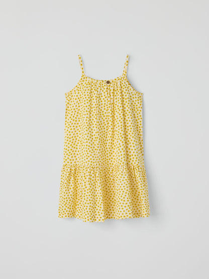Polarn O. Pyret Yellow Striped Drop Waist Strap Dress image 3