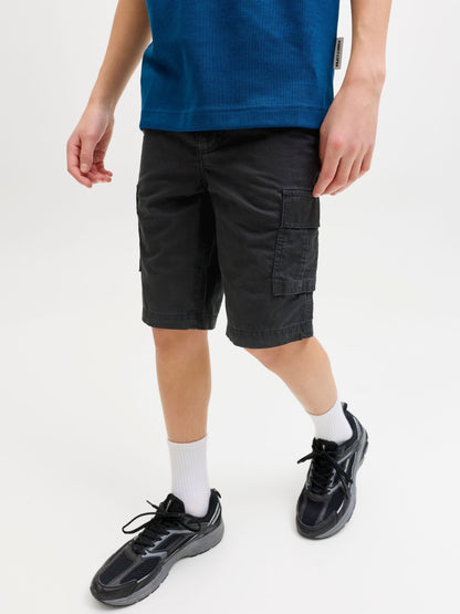 Dsiney Kidz - JACK & JONES Junior Black Relaxed Fit Cargo Shorts image 1
