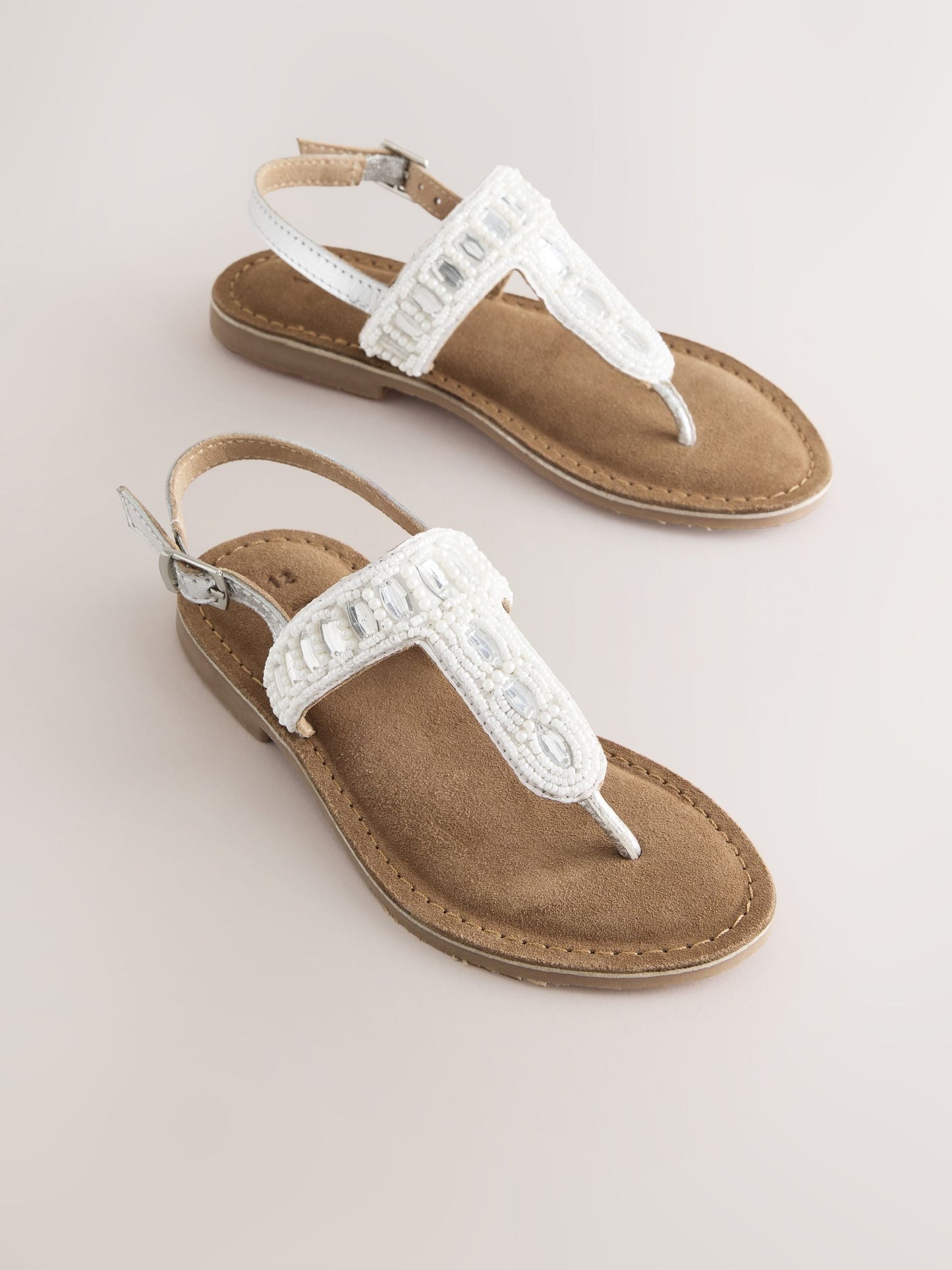 Silver Toe Thong Embellished Sandals image 1