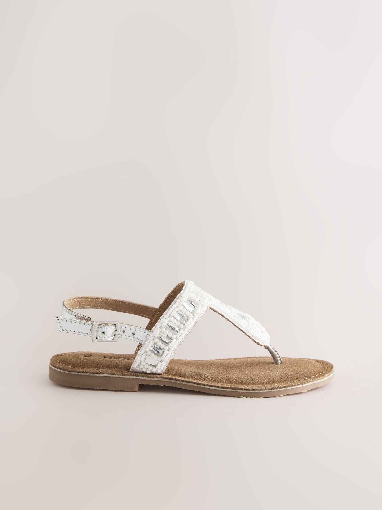 Silver Toe Thong Embellished Sandals image 2