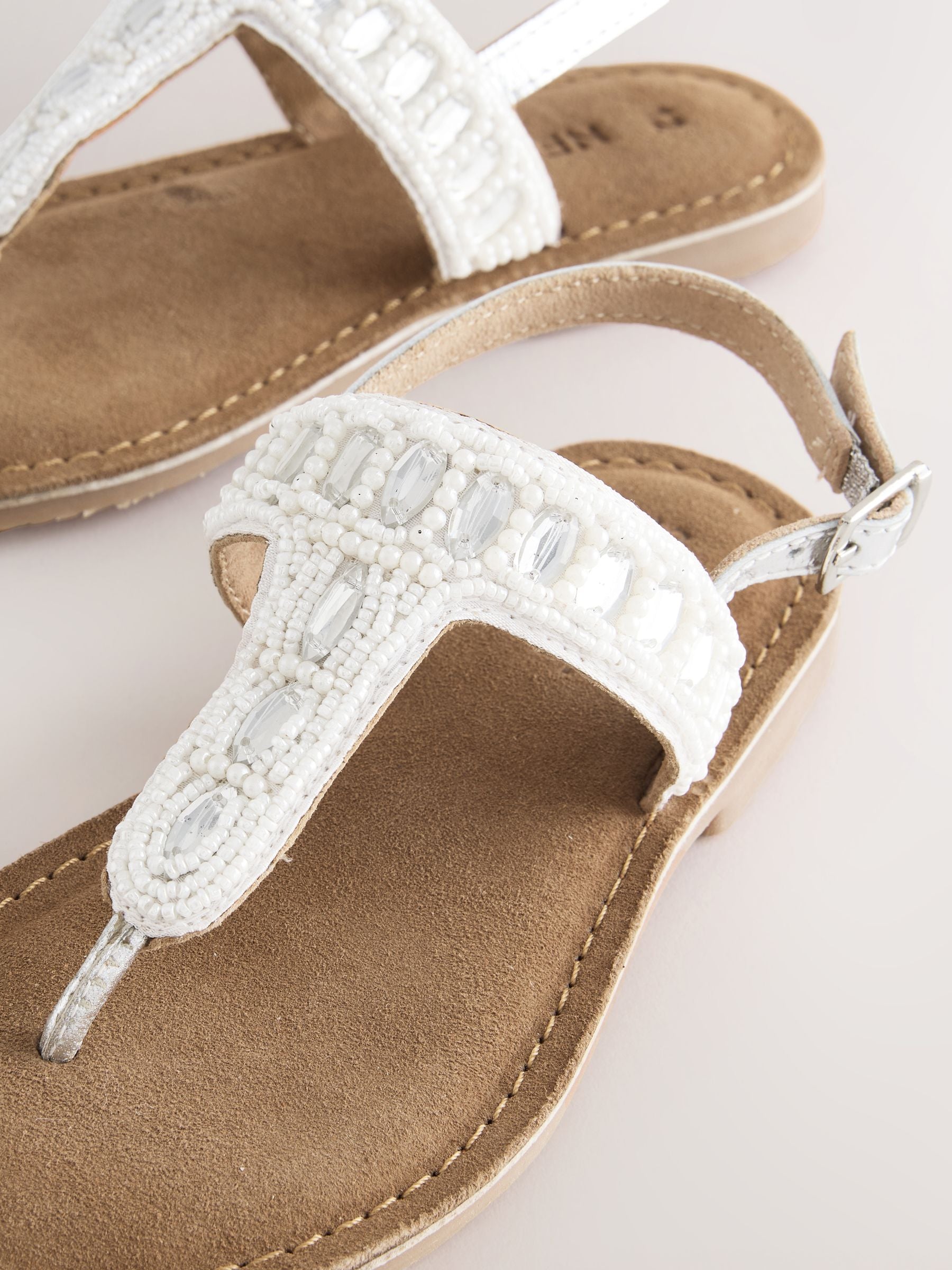 Silver Toe Thong Embellished Sandals image 3