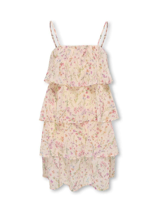 ONLY KIDS Cream Floral Layered Summer Dress image 1