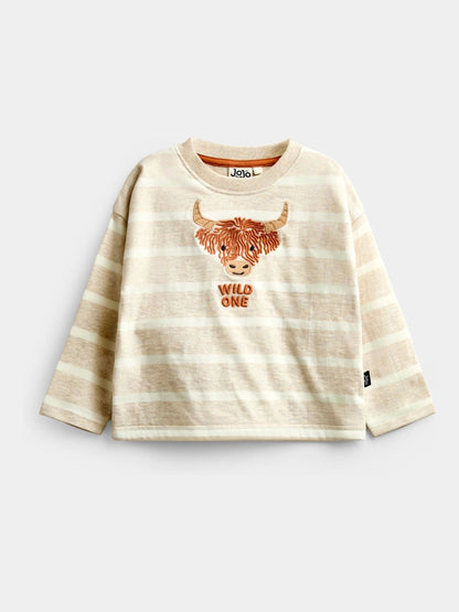 Dsiney Kidz - JoJo Maman Bébé Natural Highland Cow Embroidered Top image 1