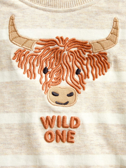 Dsiney Kidz - JoJo Maman Bébé Natural Highland Cow Embroidered Top image 4