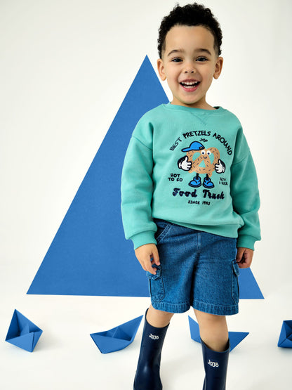 Dsiney Kidz - JoJo Maman Bébé Green Pretzel Appliqué Sweatshirt image 1
