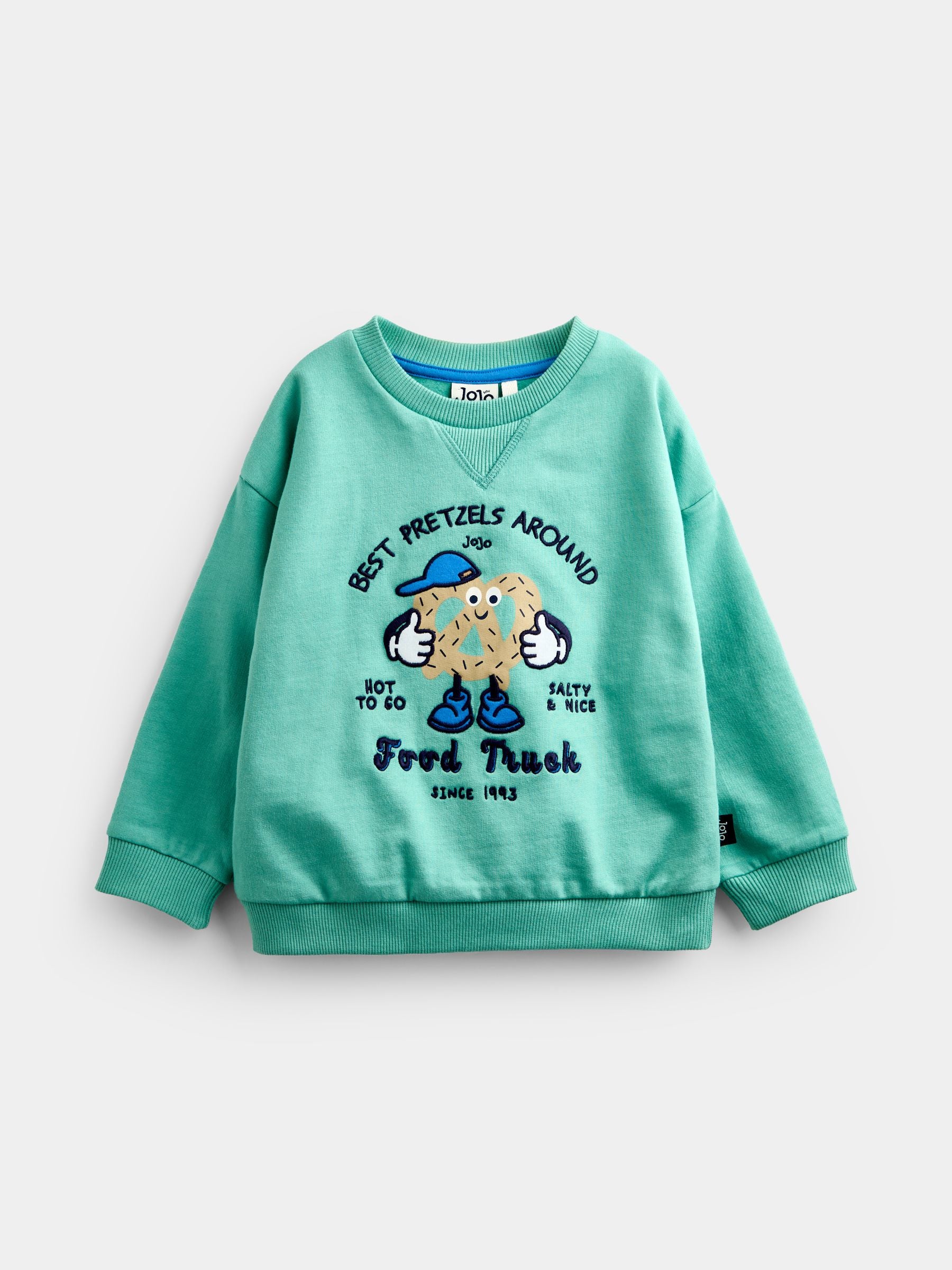 Dsiney Kidz - JoJo Maman Bébé Green Pretzel Appliqué Sweatshirt image 2