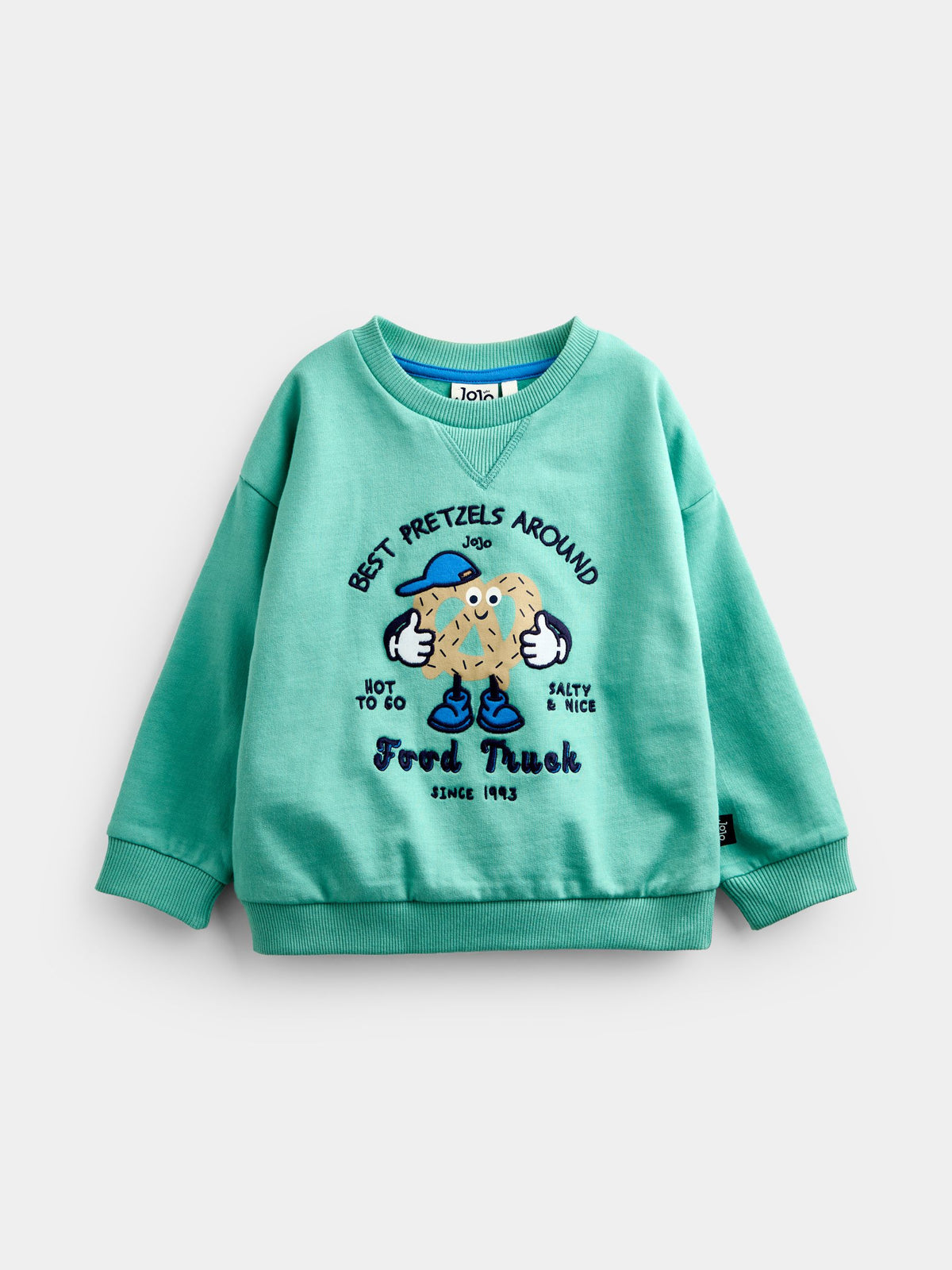 Dsiney Kidz - JoJo Maman Bébé Green Pretzel Appliqué Sweatshirt image 2