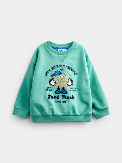 Dsiney Kidz - JoJo Maman Bébé Green Pretzel Appliqué Sweatshirt image 2