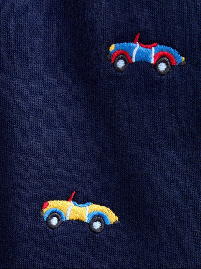 Jojo Maman Bébé Navy Blue Car Embroidered Polo Romper image 4