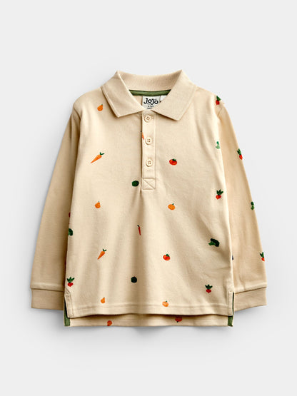 Dsiney Kidz - JoJo Maman Bébé Green & Natural Highland Cow 2-Pack Polo Shirts image 2