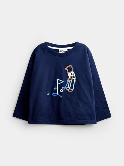Dsiney Kidz - JoJo Maman Bébé Navy Blue Golf Embroidered Top image 1