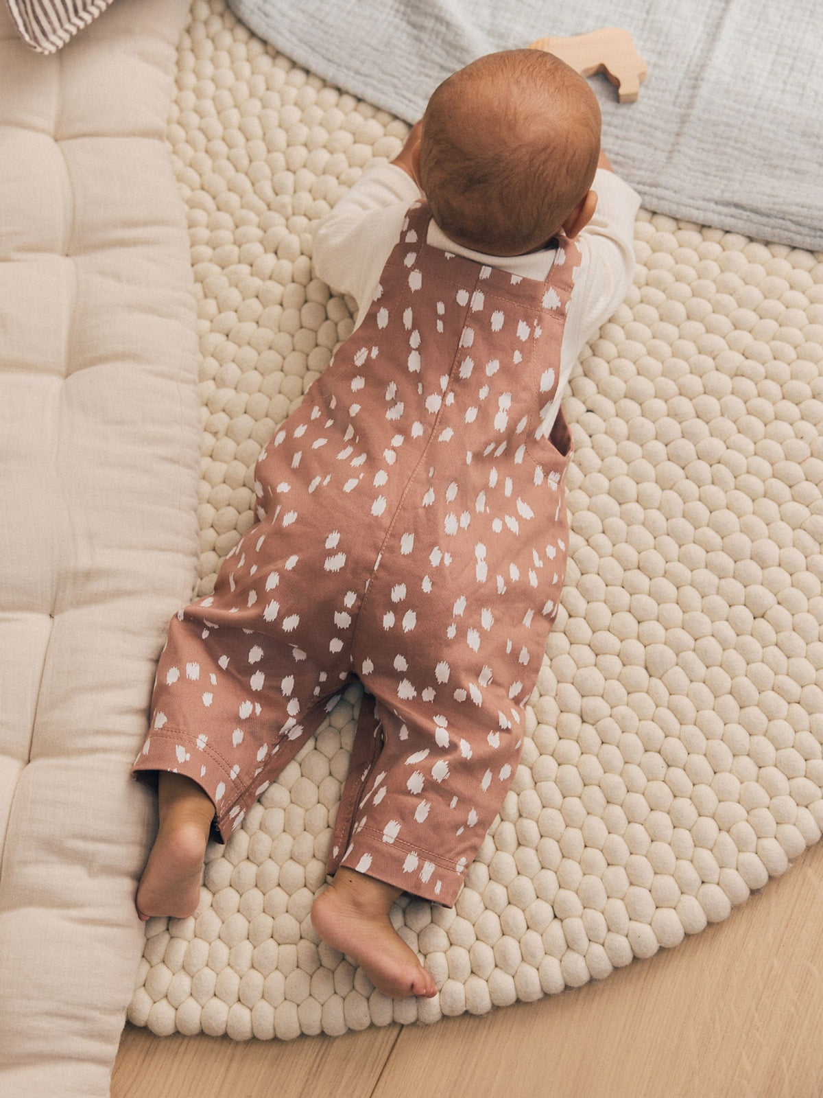 Tan Brown Spot Long Sleeve Bodysuit And Woven Dungarees Set 2 Piece (0mths-2yrs) - image 4