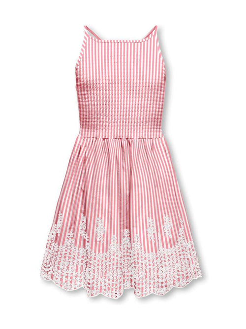 Dsiney Kidz - ONLY KIDS Pink White Stipe Emroidery Anglais Smocking Dress image 1