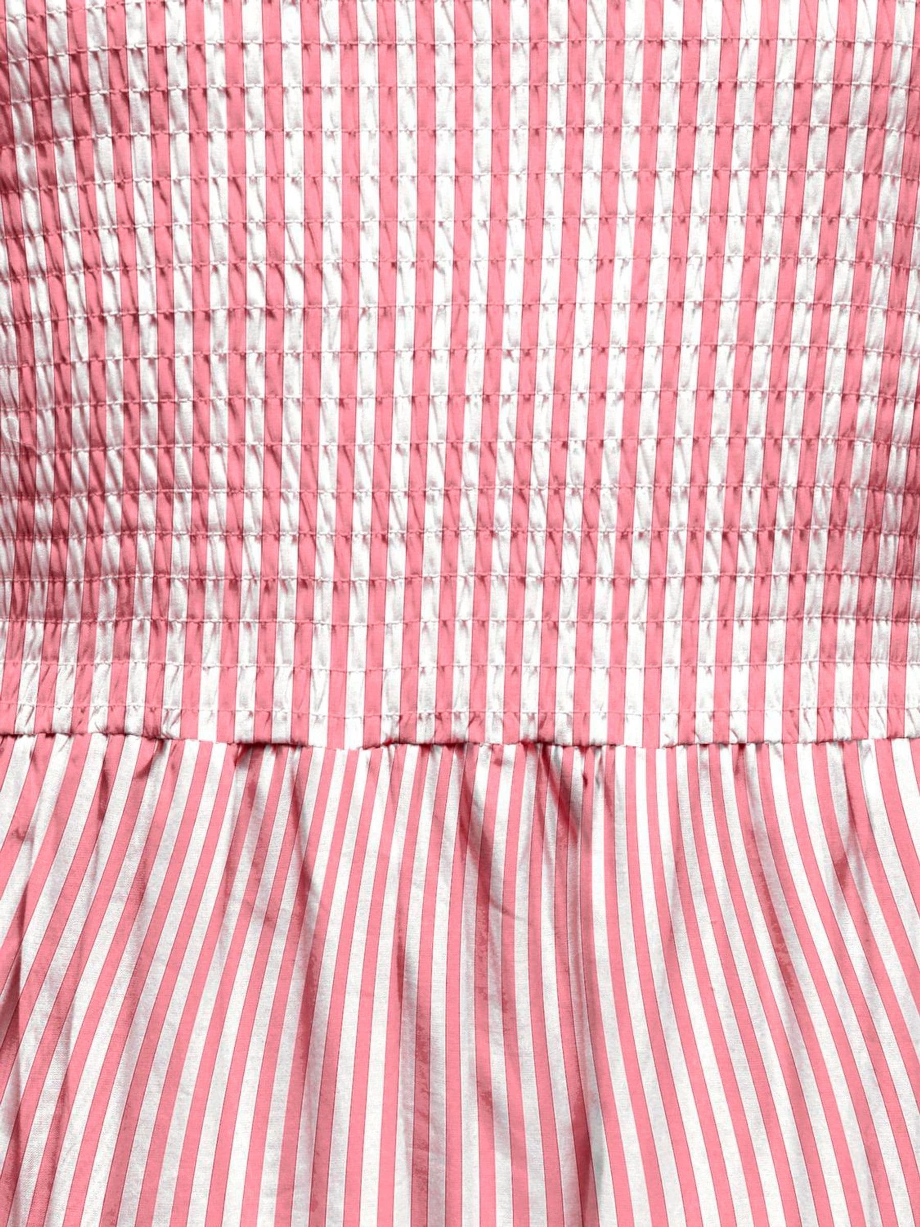 ONLY KIDS Pink White Stipe Emroidery Anglais Smocking Dress image 3