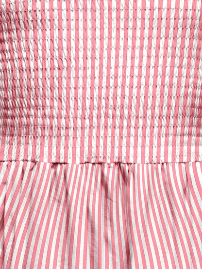 ONLY KIDS Pink White Stipe Emroidery Anglais Smocking Dress image 3