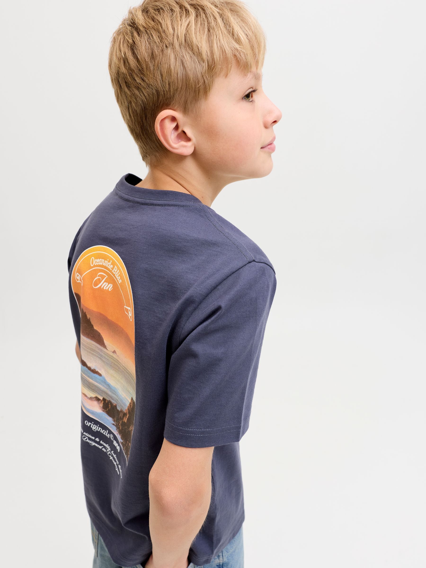 Dsiney Kidz - JACK & JONES Junior Blue Photographic Back-Print T-Shirt image 1