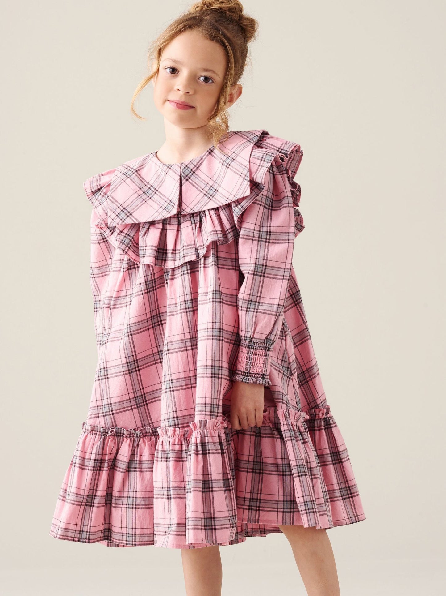 Dsiney Kidz - Angel & Rocket Pink Etta Check Ruffle Yoke Dress image 1