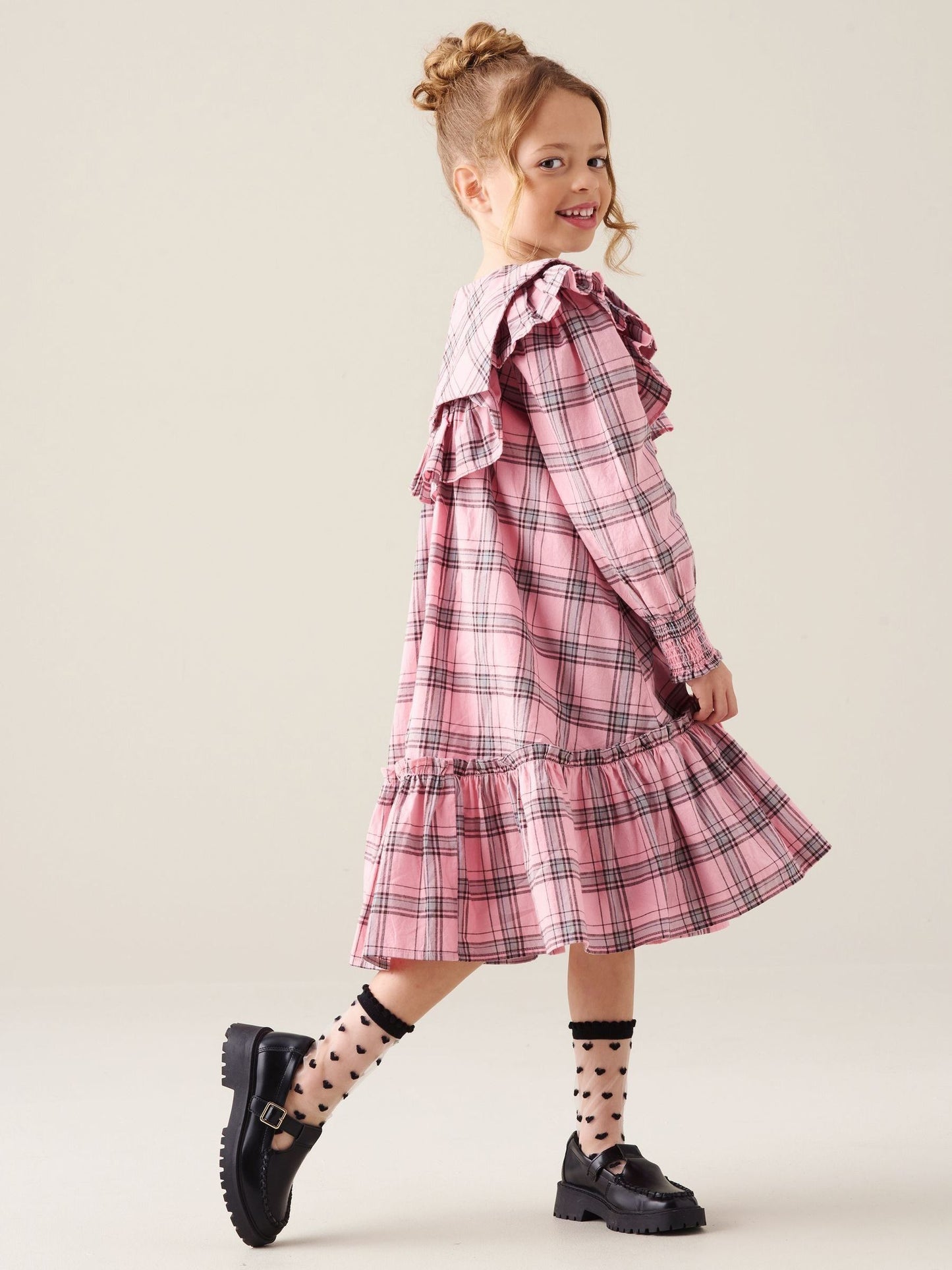 Dsiney Kidz - Angel & Rocket Pink Etta Check Ruffle Yoke Dress image 2