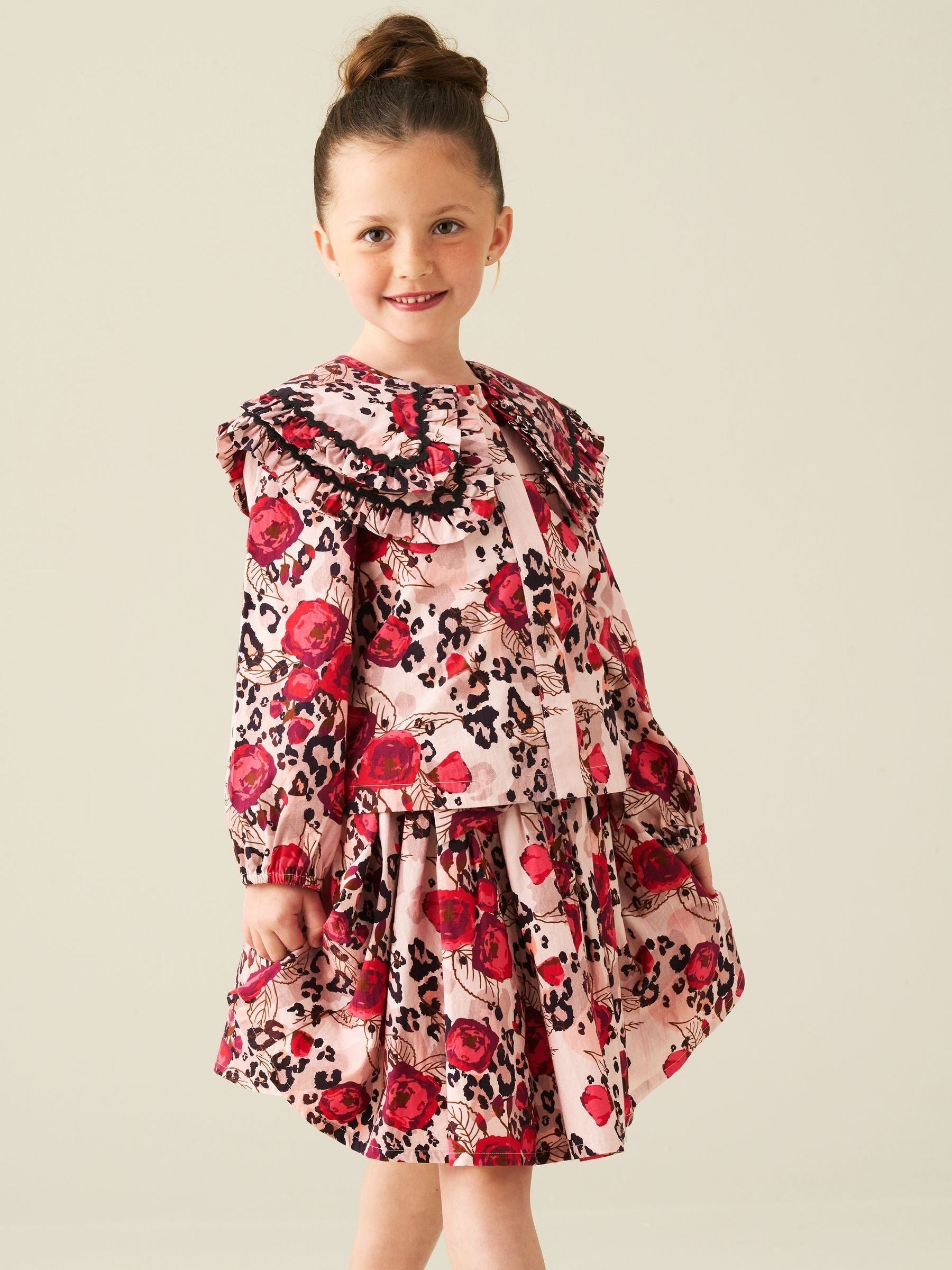 Dsiney Kidz - Angel & Rocket Pink Lyra Animal Rose Double Collar Print Blouse image 2