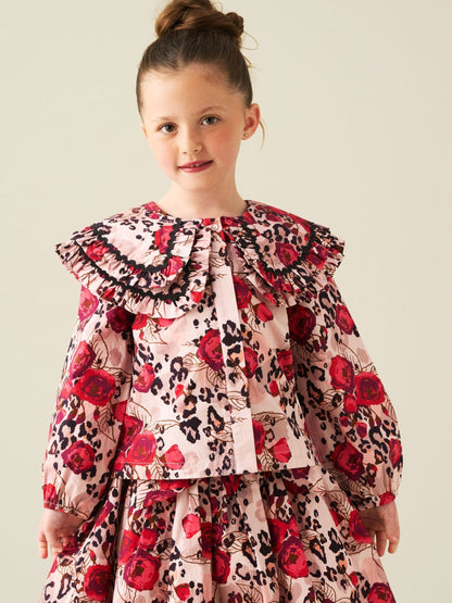 Dsiney Kidz - Angel & Rocket Pink Lyra Animal Rose Double Collar Print Blouse image 3