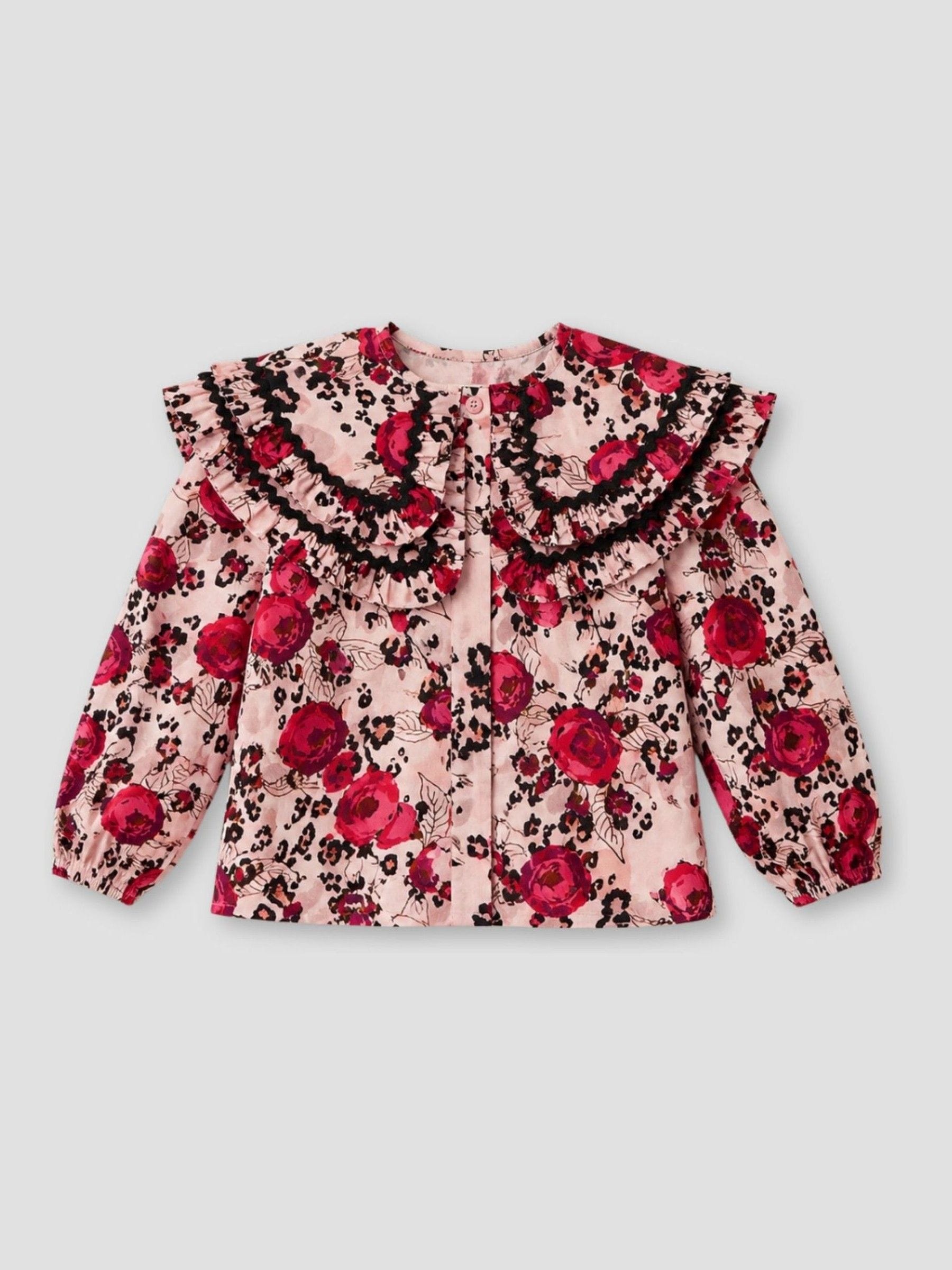 Dsiney Kidz - Angel & Rocket Pink Lyra Animal Rose Double Collar Print Blouse image 5