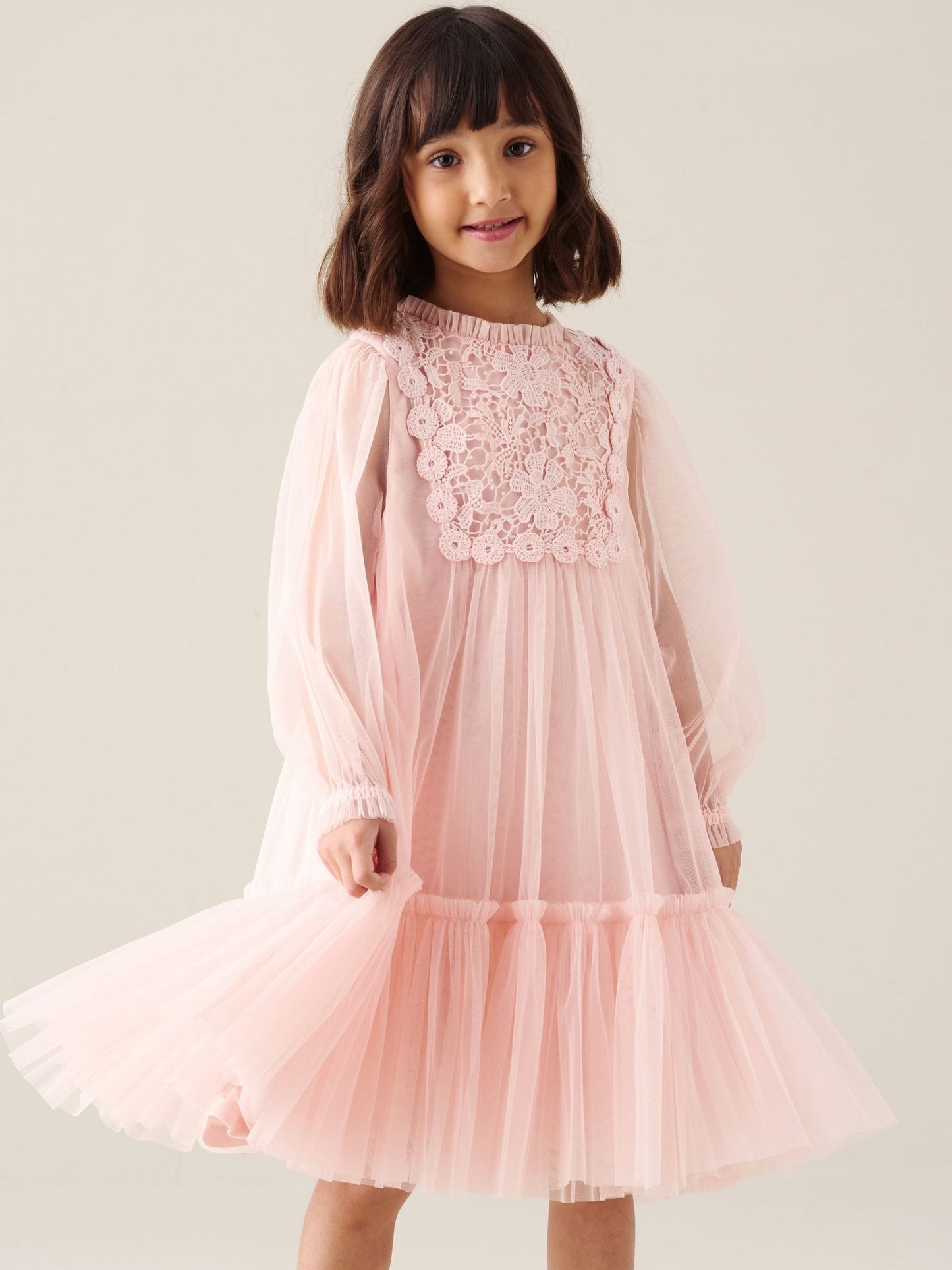 Dsiney Kidz - Angel & Rocket Pink Keria Lace Yoke Boho Dress image 1