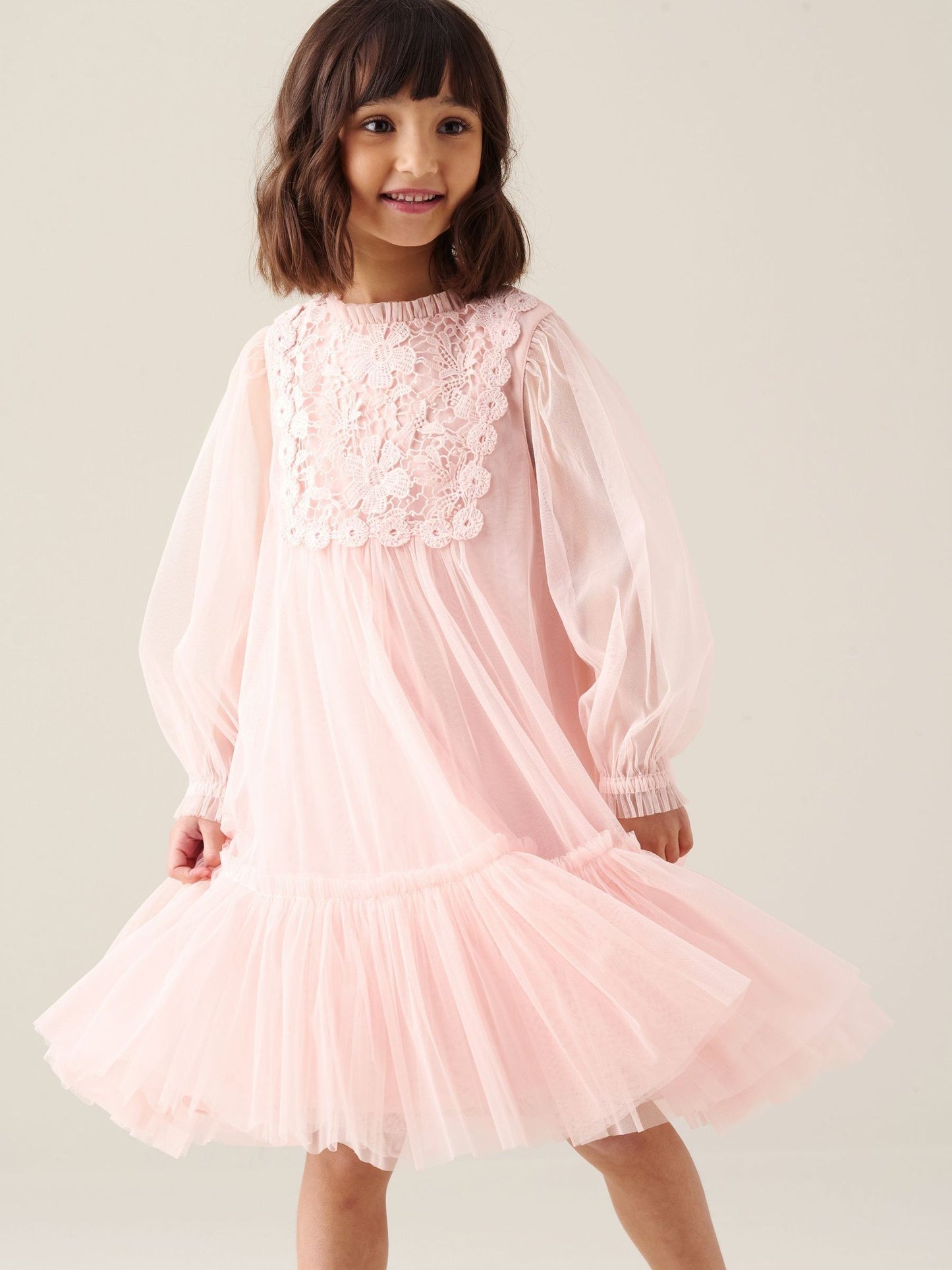 Dsiney Kidz - Angel & Rocket Pink Keria Lace Yoke Boho Dress image 3