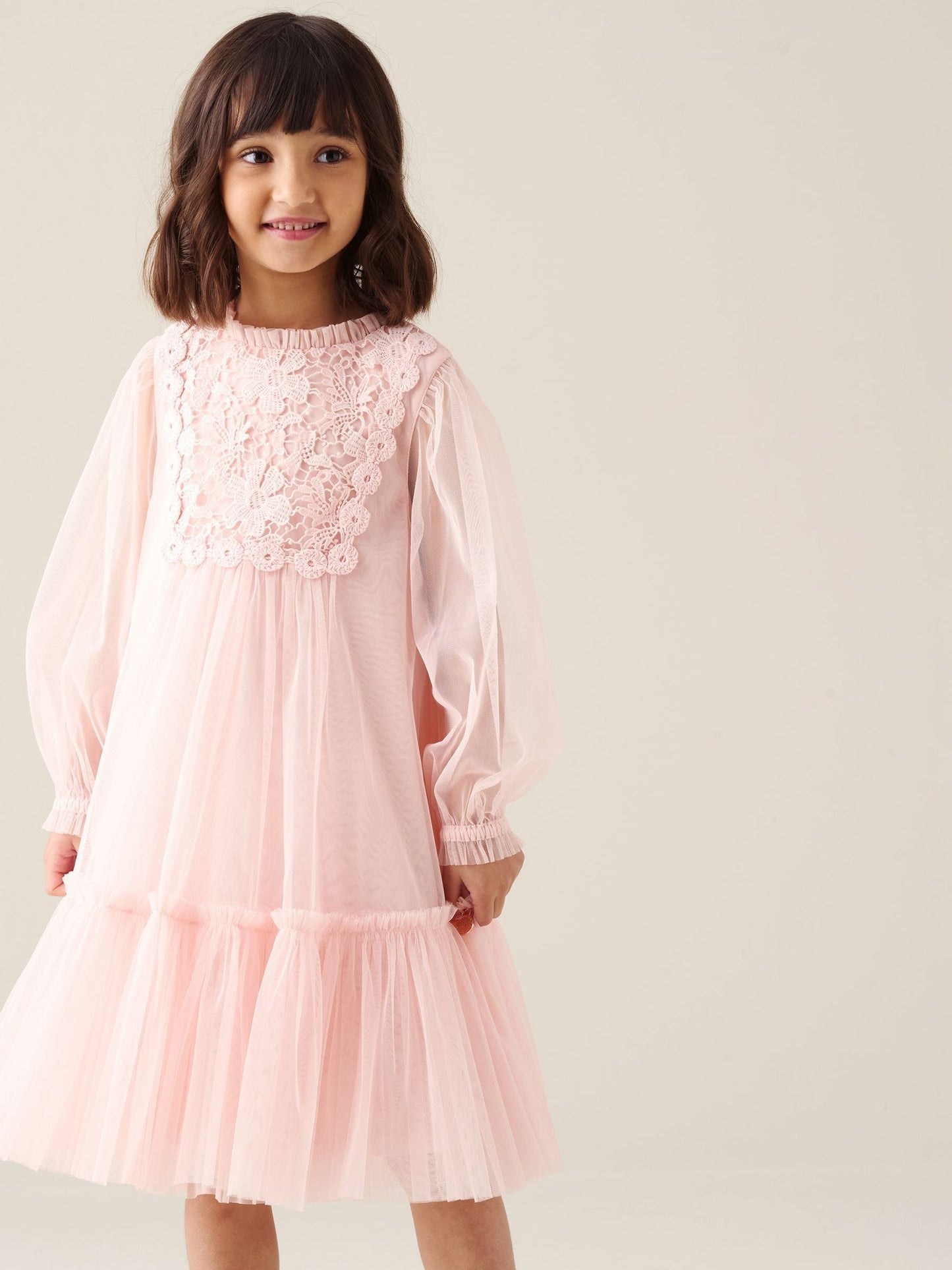 Dsiney Kidz - Angel & Rocket Pink Keria Lace Yoke Boho Dress image 4