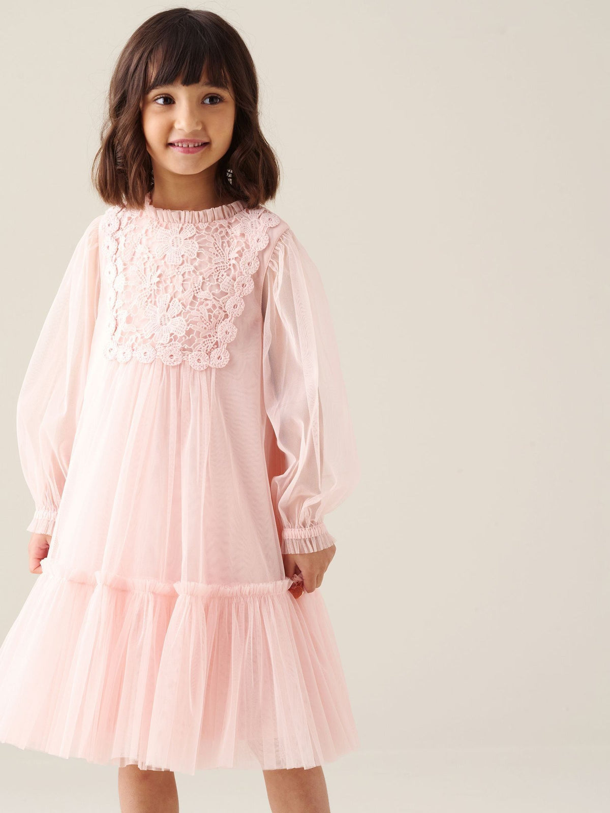 Dsiney Kidz - Angel & Rocket Pink Keria Lace Yoke Boho Dress image 4