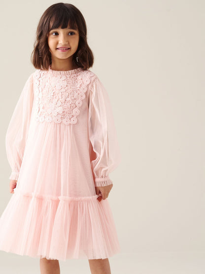 Dsiney Kidz - Angel & Rocket Pink Keria Lace Yoke Boho Dress image 4