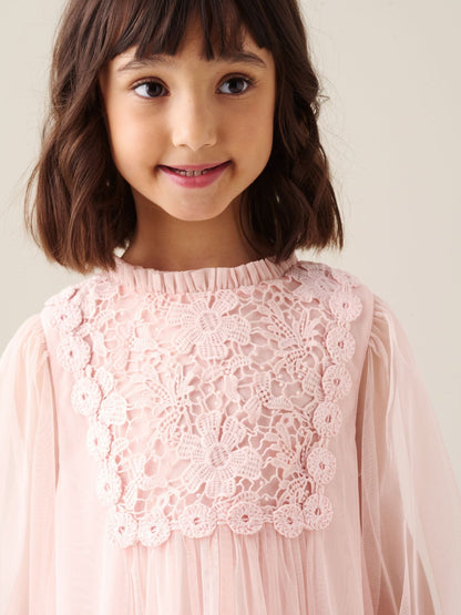 Dsiney Kidz - Angel & Rocket Pink Keria Lace Yoke Boho Dress image 5