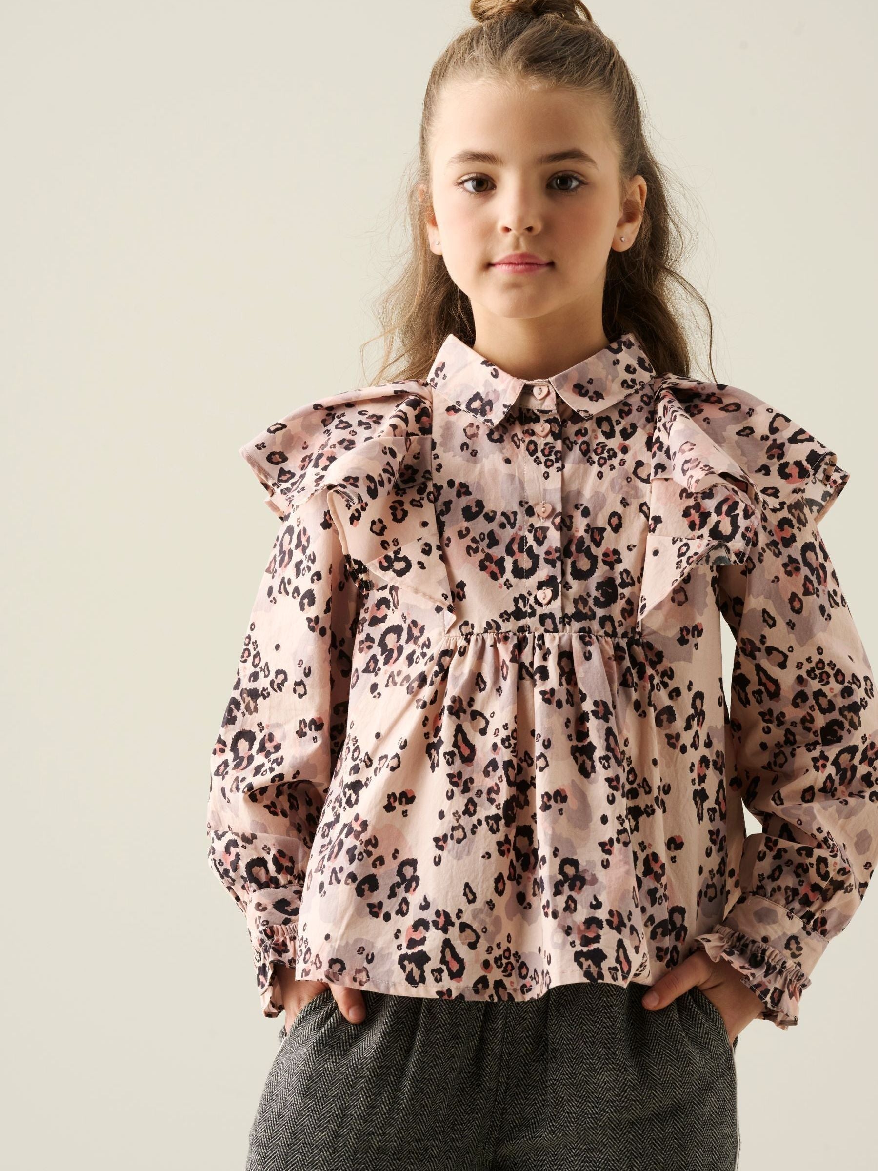 Dsiney Kidz - Angel & Rocket Brown Elle Cape Collar Animal Print Top image 1