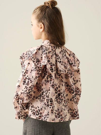 Dsiney Kidz - Angel & Rocket Brown Elle Cape Collar Animal Print Top image 2