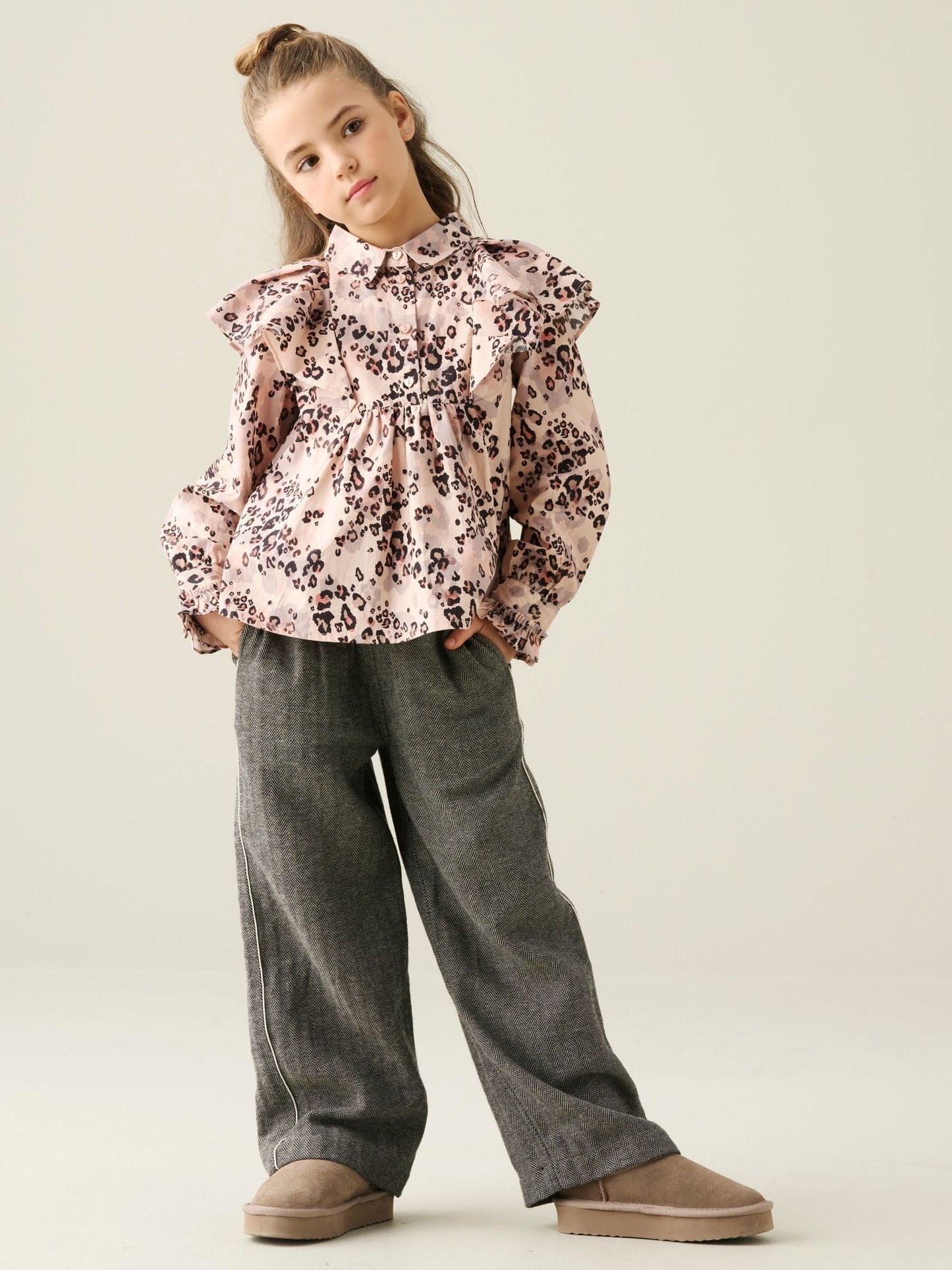 Dsiney Kidz - Angel & Rocket Brown Elle Cape Collar Animal Print Top image 3