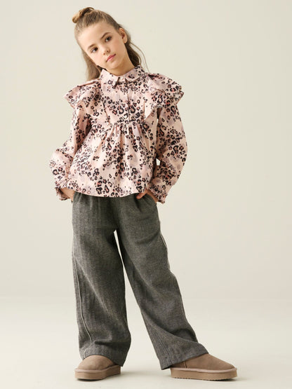 Dsiney Kidz - Angel & Rocket Brown Elle Cape Collar Animal Print Top image 3
