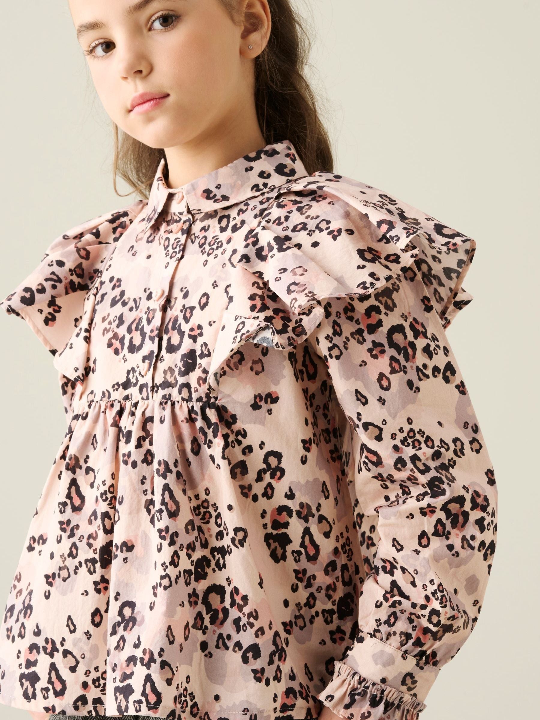 Dsiney Kidz - Angel & Rocket Brown Elle Cape Collar Animal Print Top image 4