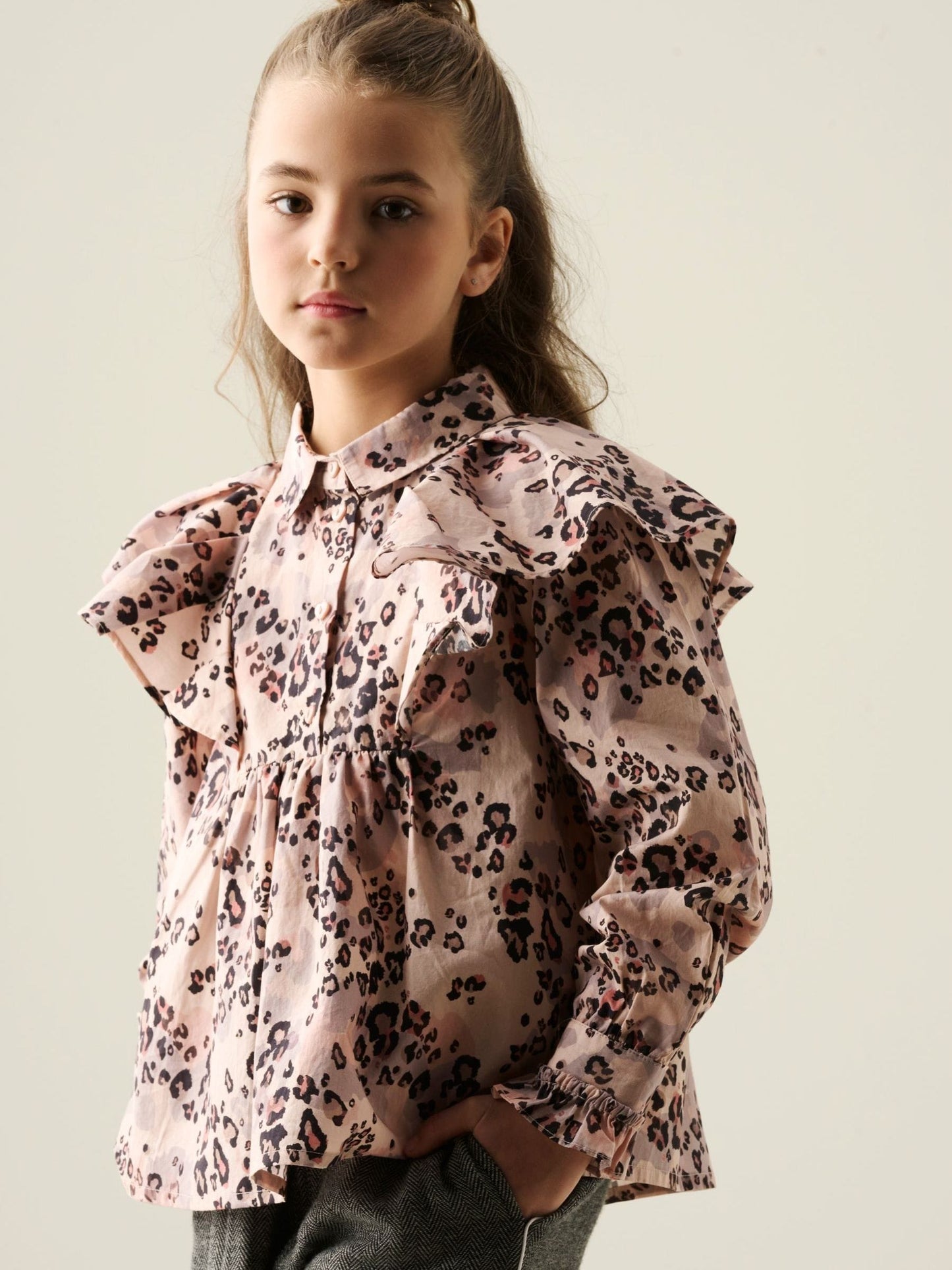 Dsiney Kidz - Angel & Rocket Brown Elle Cape Collar Animal Print Top image 5