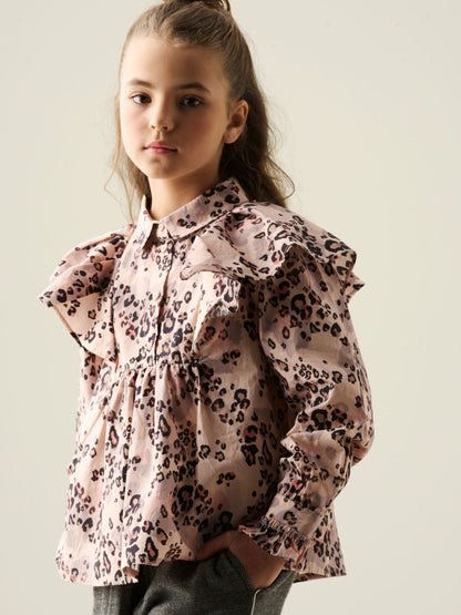 Dsiney Kidz - Angel & Rocket Brown Elle Cape Collar Animal Print Top image 5
