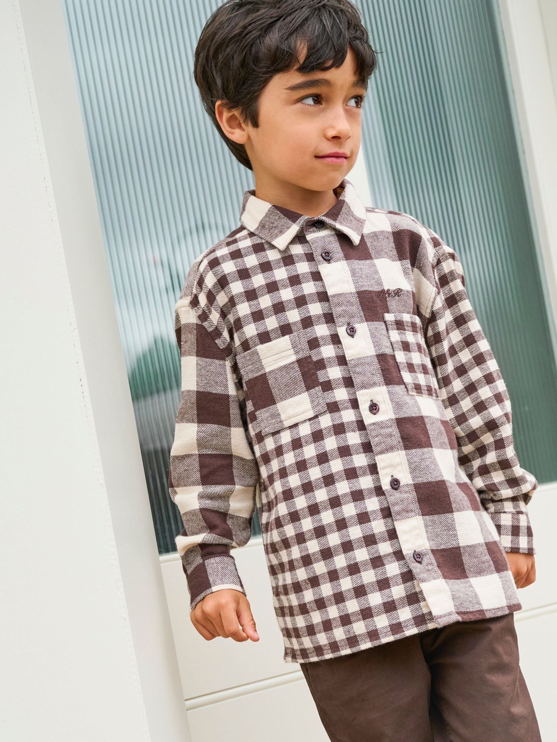 Dsiney Kidz - Angel & Rocket Brown Zayne Mixed Check Shirt image 1