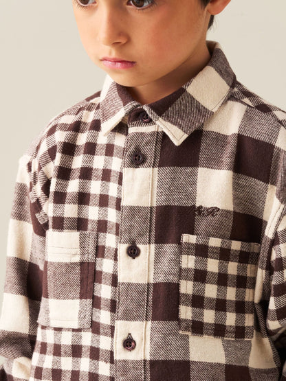 Dsiney Kidz - Angel & Rocket Brown Zayne Mixed Check Shirt image 4