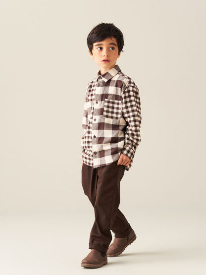 Dsiney Kidz - Angel & Rocket Brown Zayne Mixed Check Shirt image 5