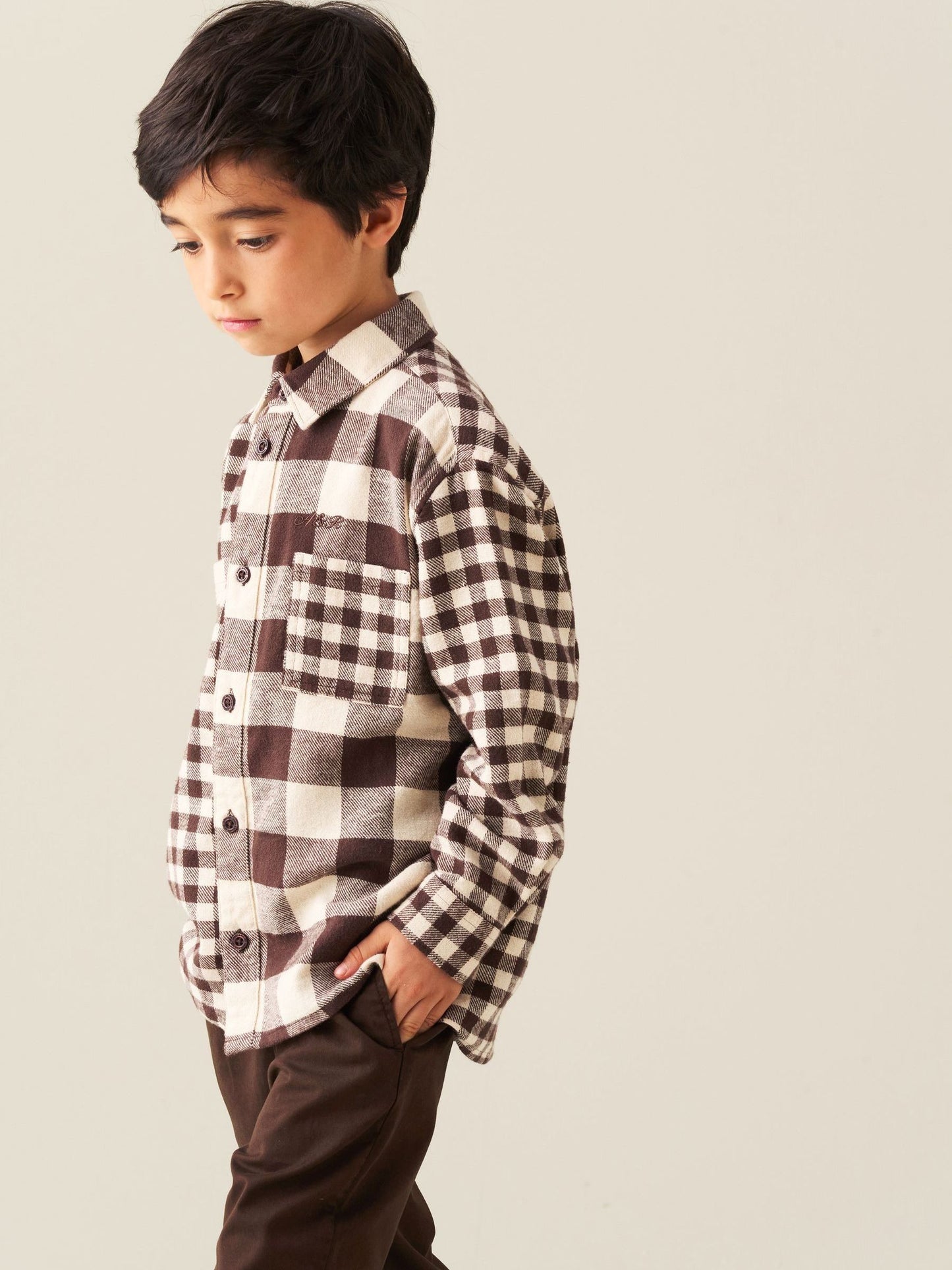 Dsiney Kidz - Angel & Rocket Brown Zayne Mixed Check Shirt image 6
